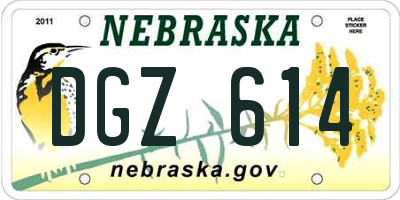 NE license plate DGZ614
