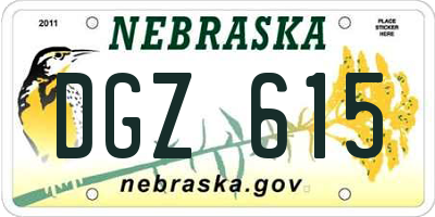 NE license plate DGZ615