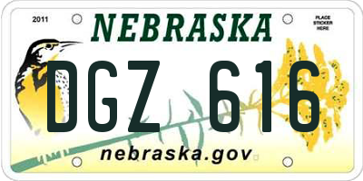 NE license plate DGZ616