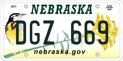 NE license plate DGZ669