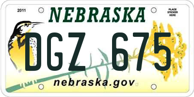 NE license plate DGZ675