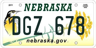 NE license plate DGZ678