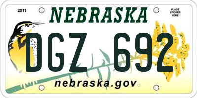 NE license plate DGZ692