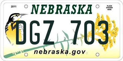 NE license plate DGZ703