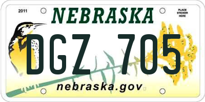 NE license plate DGZ705