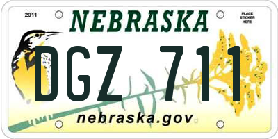 NE license plate DGZ711