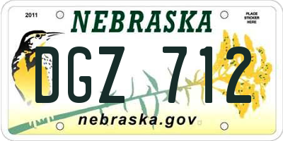 NE license plate DGZ712