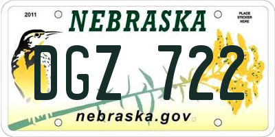 NE license plate DGZ722
