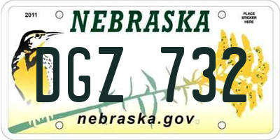 NE license plate DGZ732