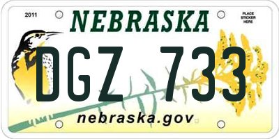 NE license plate DGZ733