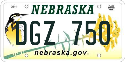 NE license plate DGZ750