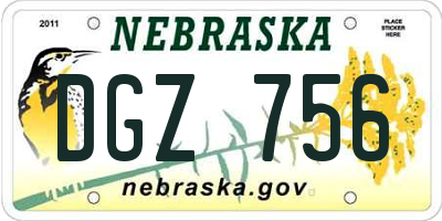 NE license plate DGZ756
