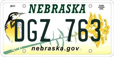NE license plate DGZ763