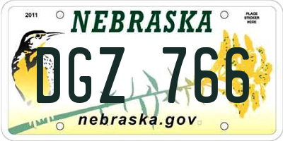 NE license plate DGZ766