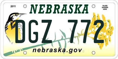 NE license plate DGZ772