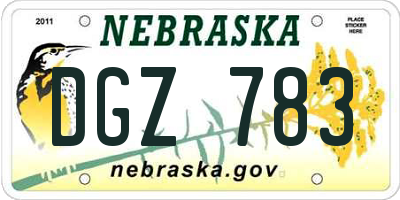 NE license plate DGZ783