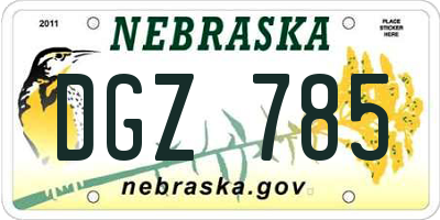 NE license plate DGZ785