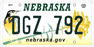 NE license plate DGZ792