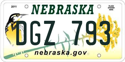 NE license plate DGZ793