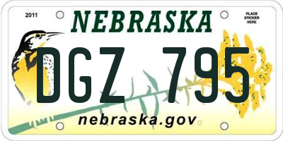 NE license plate DGZ795