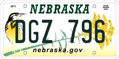 NE license plate DGZ796