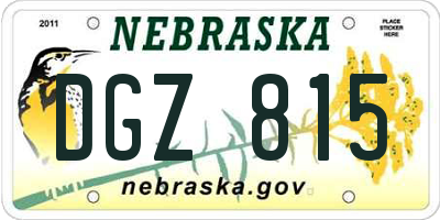 NE license plate DGZ815