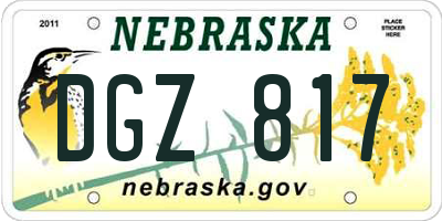 NE license plate DGZ817