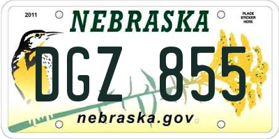NE license plate DGZ855