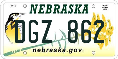 NE license plate DGZ862