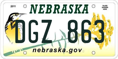 NE license plate DGZ863