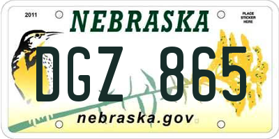 NE license plate DGZ865