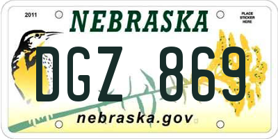NE license plate DGZ869