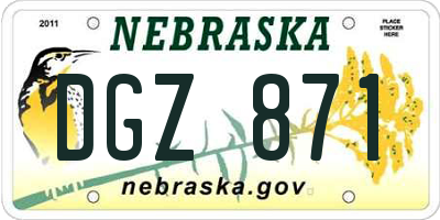 NE license plate DGZ871