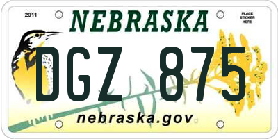NE license plate DGZ875