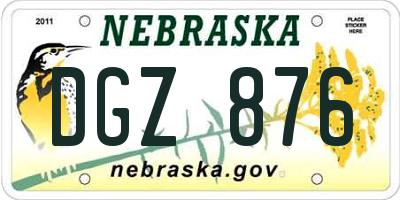 NE license plate DGZ876