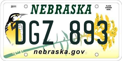 NE license plate DGZ893