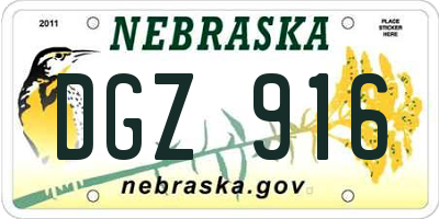 NE license plate DGZ916
