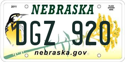 NE license plate DGZ920