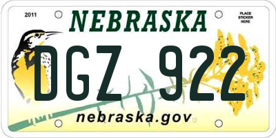 NE license plate DGZ922