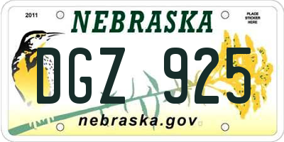 NE license plate DGZ925