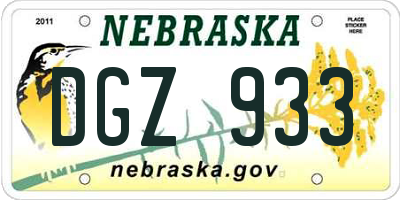 NE license plate DGZ933