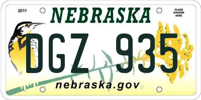 NE license plate DGZ935