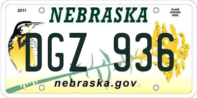NE license plate DGZ936