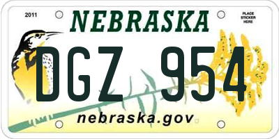NE license plate DGZ954