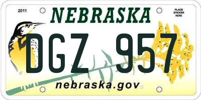 NE license plate DGZ957