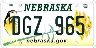 NE license plate DGZ965