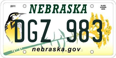 NE license plate DGZ983
