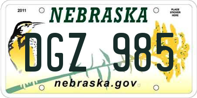 NE license plate DGZ985
