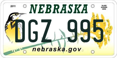 NE license plate DGZ995