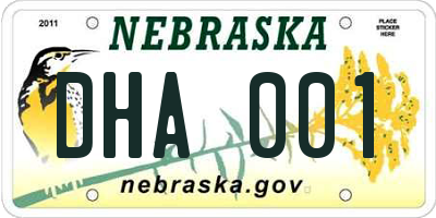 NE license plate DHA001